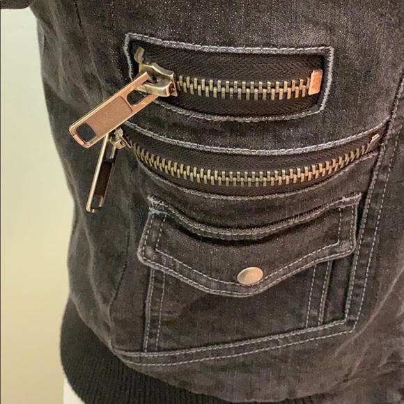 Marc Jacobs Jean denim Jacket zipper detailing Pocket grey black short bomber - Picture 6 of 7